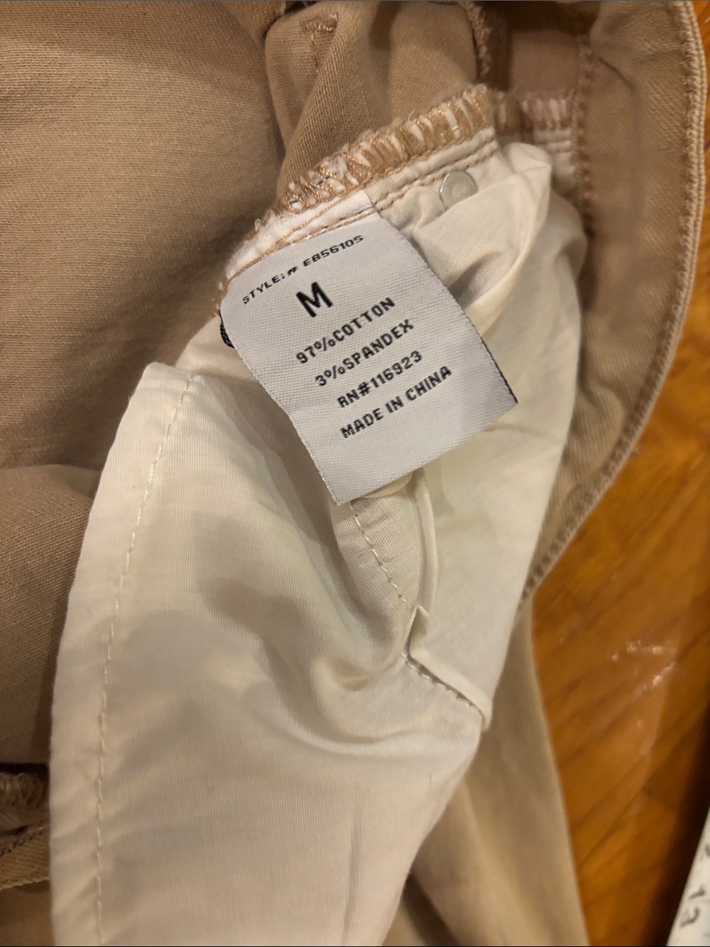Easel Tan Wide-Leg Jeans with Heart Patch Appliques-cream, burgundy Flannel Sz M - Picture 13 of 13